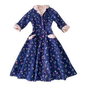 Vintage Campus Girl Quilted Housecoat - Petite -XXS-XS